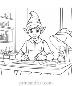 elf workshop coloring page