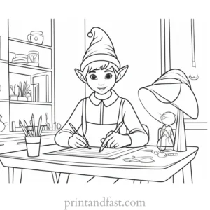 elf workshop coloring page