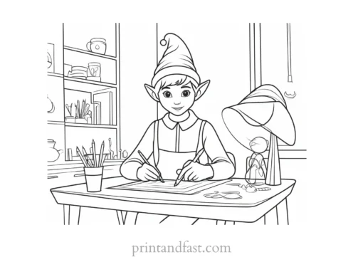 elf workshop coloring page