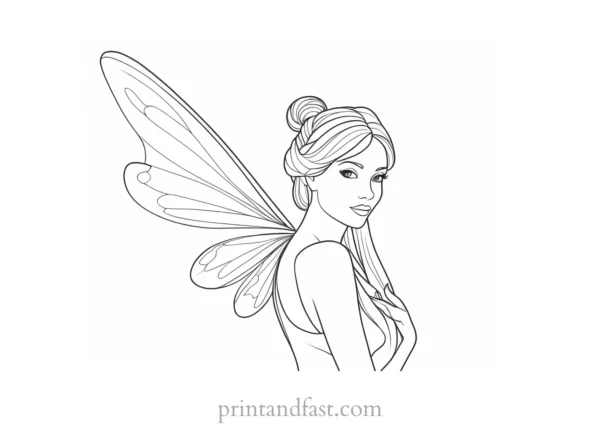 fairy coloring page digital