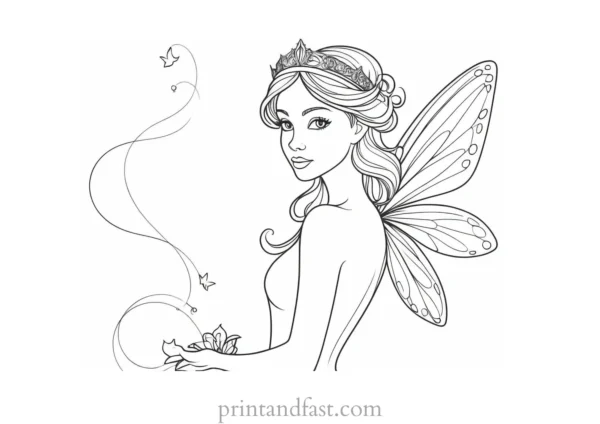 fairy coloring page whimsical