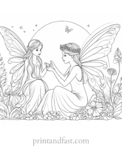 fairy coloring page with animals