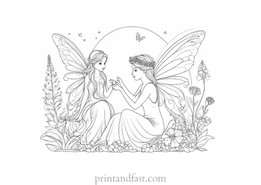 fairy coloring page with animals