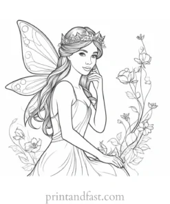 fairy coloring page with fairy tale