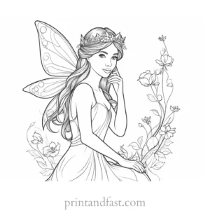 fairy coloring page with fairy tale