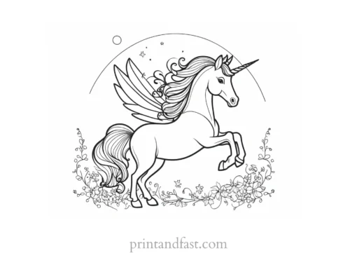 fairy coloring page with unicorn