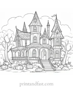 fairy tale haunted house coloring page