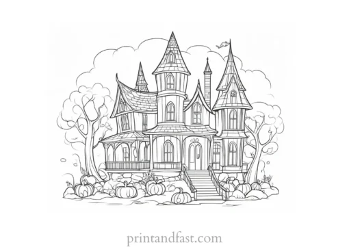 fairy tale haunted house coloring page