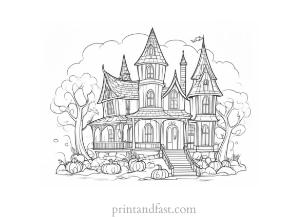 fairy tale haunted house coloring page