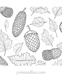 fall coloring page acorns