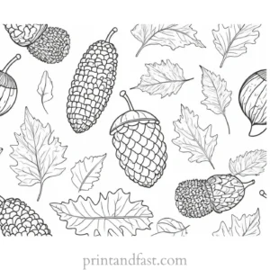 fall coloring page acorns