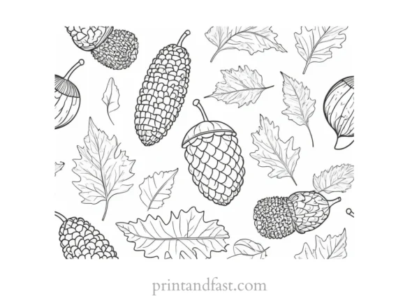 fall coloring page acorns