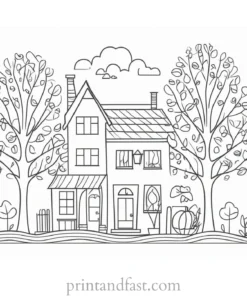 fall coloring page cute