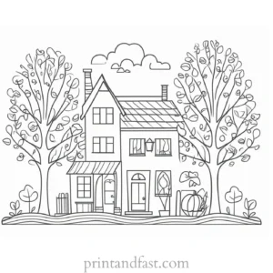 fall coloring page cute