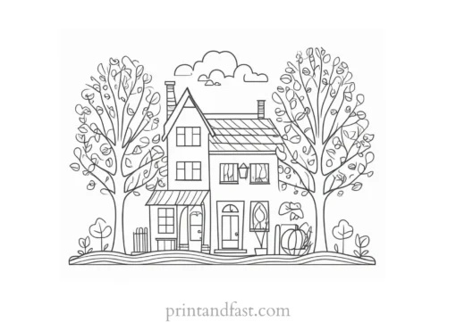 fall coloring page cute