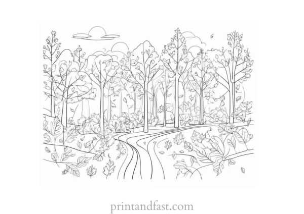 fall coloring page digital