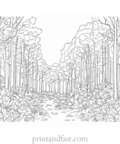 fall coloring page forest