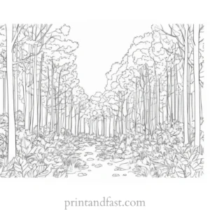 fall coloring page forest