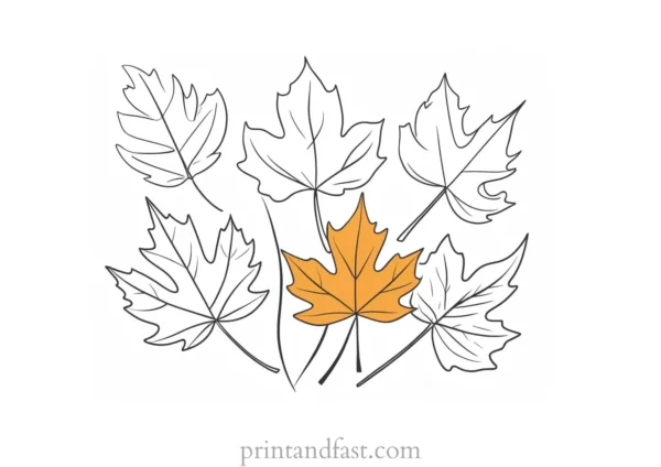 fall coloring page leaves