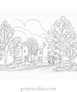 fall coloring page realistic