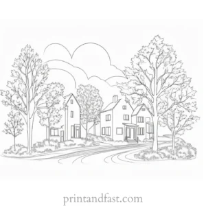 fall coloring page realistic