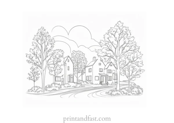 fall coloring page realistic