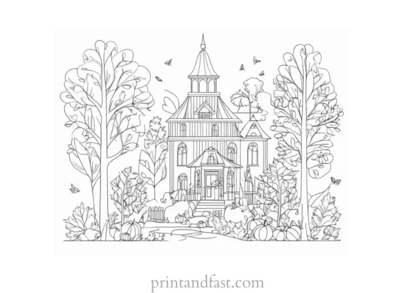 fall coloring page simple