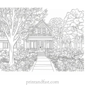 fall coloring page traditional