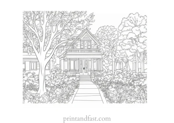 fall coloring page traditional