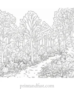 fall coloring page woodland