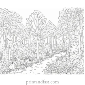 fall coloring page woodland