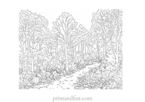 fall coloring page woodland