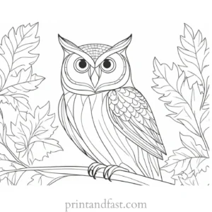 fall owl coloring page