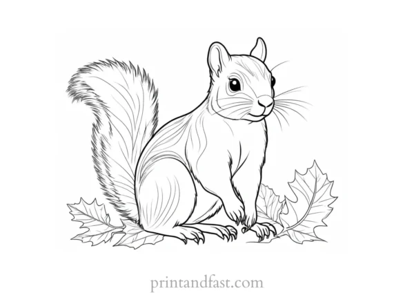 fall squirrel coloring page