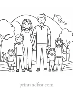 family coloring page craft