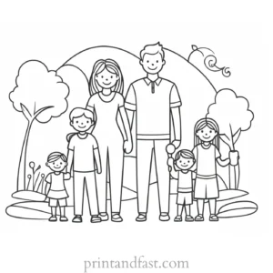 family coloring page craft