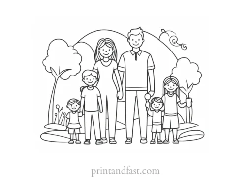 family coloring page craft