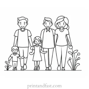 family coloring page creative