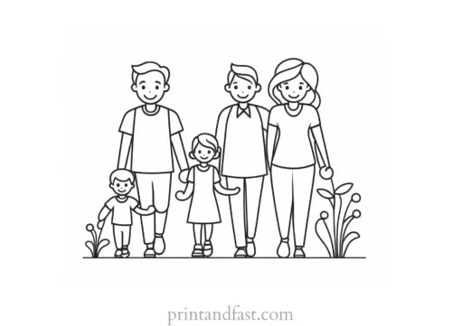 family coloring page creative