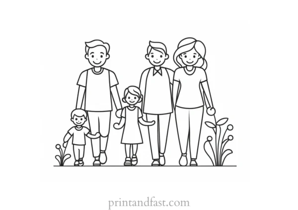 family coloring page creative