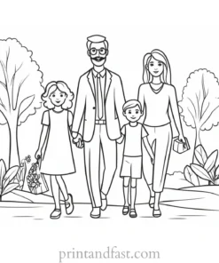 family coloring page easy