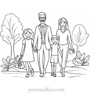 family coloring page easy