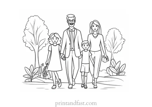 family coloring page easy