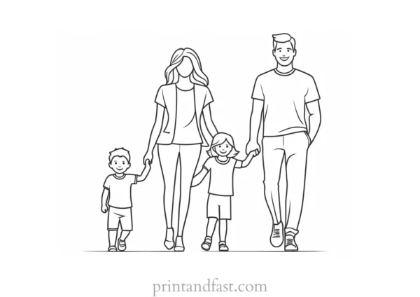 family coloring page educational