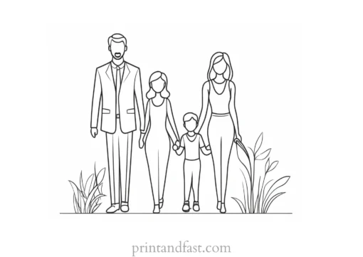 family coloring page for adults