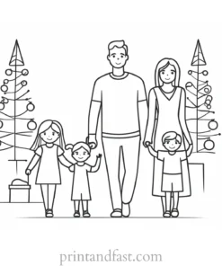 family coloring page holiday