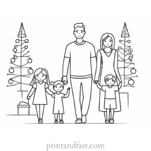 family coloring page holiday