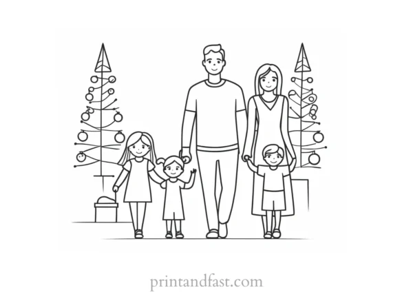 family coloring page holiday