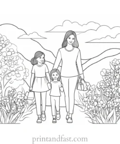 family coloring page spring