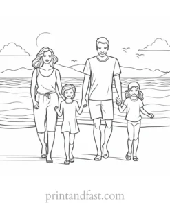 family coloring page summer